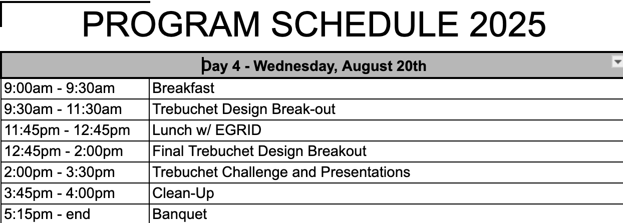 Day 4 Schedule