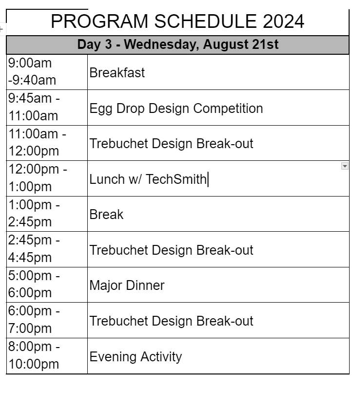 Day 3 Schedule