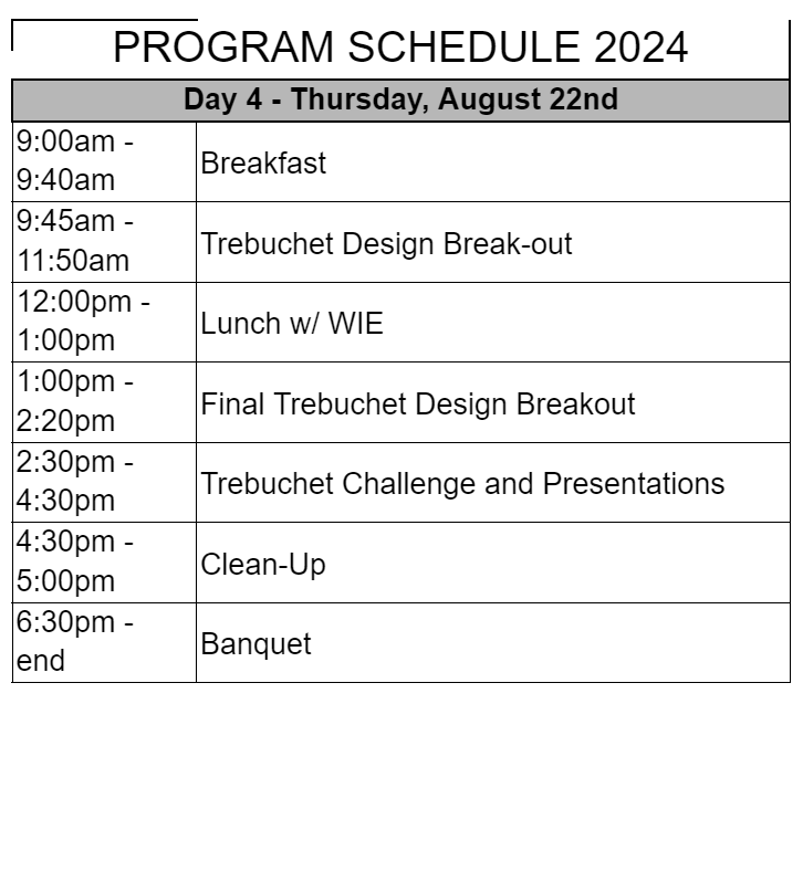 Day 4 Schedule